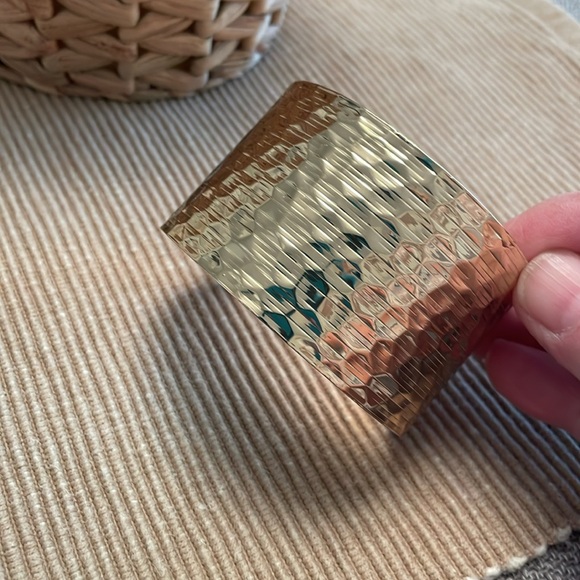 Gold Tone Metal Hammered Cuff Bracelet - Picture 5 of 7